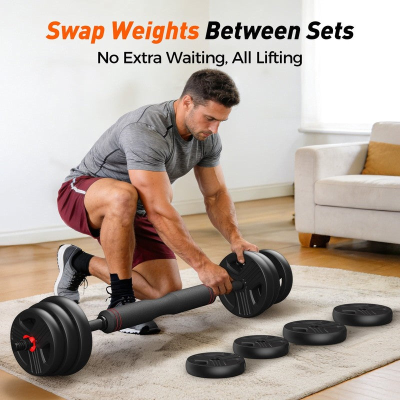 70Lbs Free Weight Set with Connector, 5 In1 Dumbbells Set Used as Barbell, Kettl6