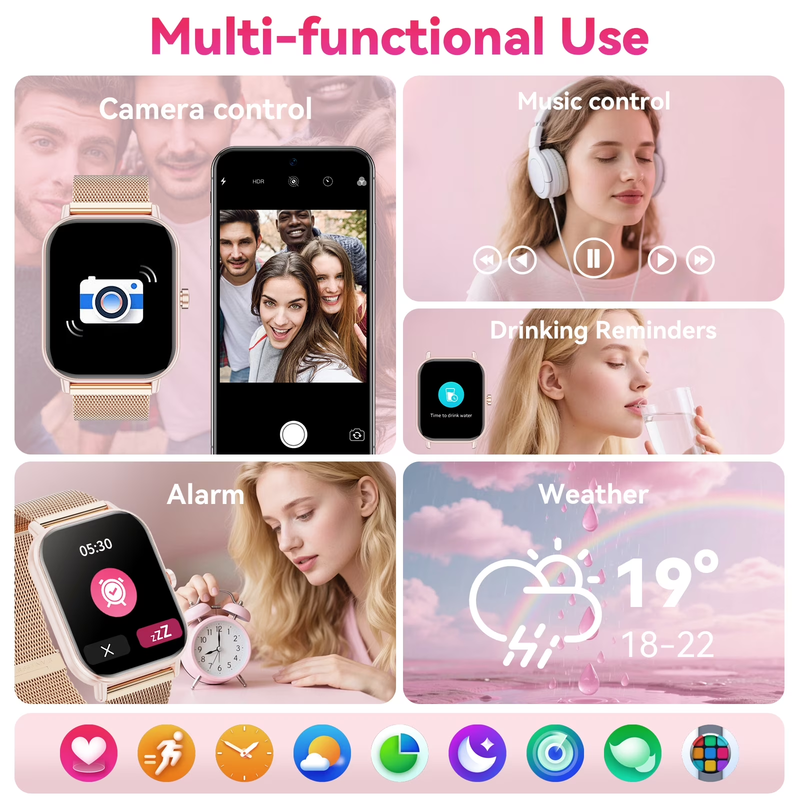 1.85" Smart Watch Android iPhone Call Fitness Tracker IP68 Milanese Band2