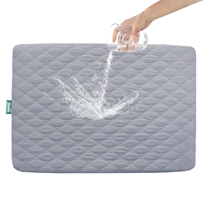 Waterproof Pack and Play Mattress Pad Fitted Sheet, Gray, 39" x 27"0