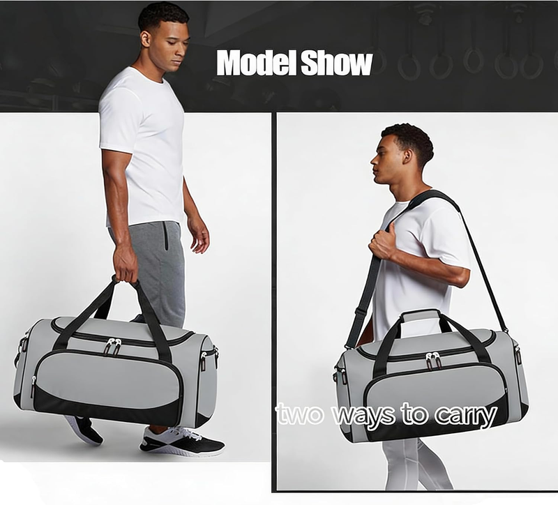 55L Heavy Duty Gym Duffle Bag for Men Gray Durable Travel Sports Grey1