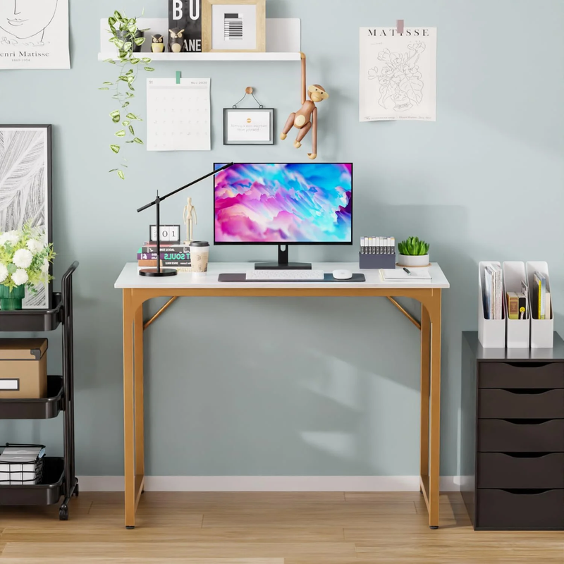 39 Inch Computer Desk Modern Writing Desk, Simple Study Table, Industrial Office6