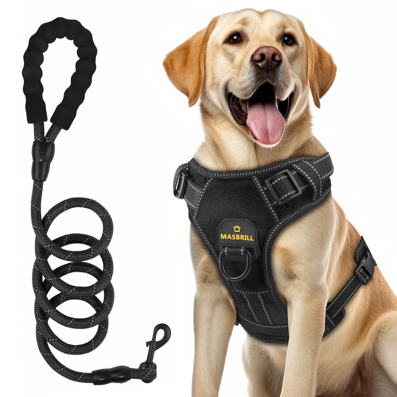 No Pull Dog Harness & Leash Set, Reflective Adjustable Soft Vest Small9