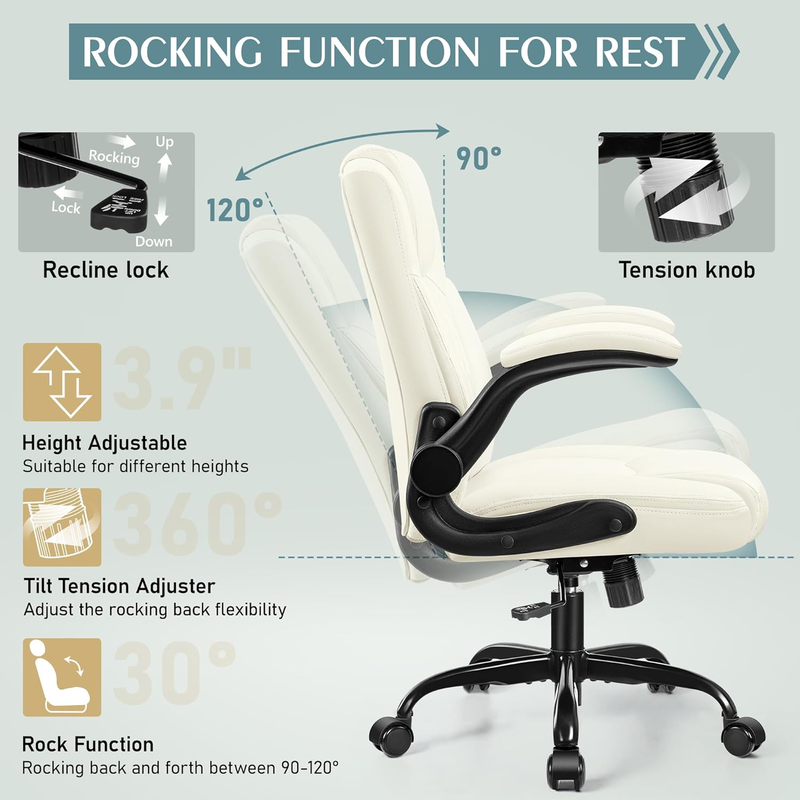 PU Leather Office Chair Ergonomic Swivel Desk Gaming Chair Wheels6