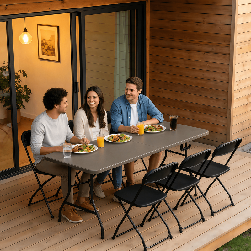 6Ft Folding Table, Portable Camping Table with Handle, Durable and Anti-Fouling4