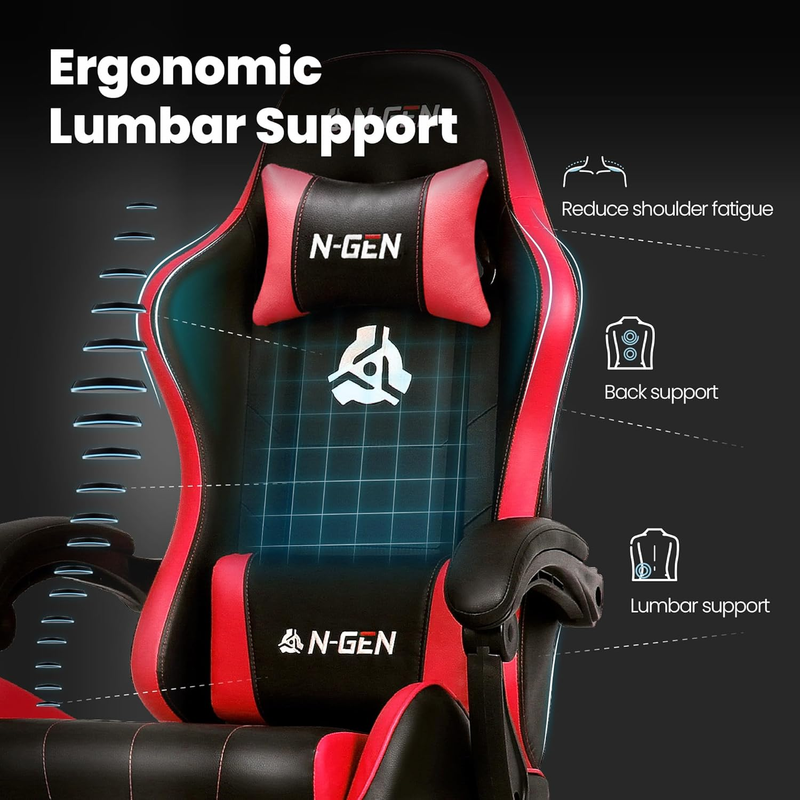Video Gaming Chair with Support High Back Red Leather Office Desk Chair3