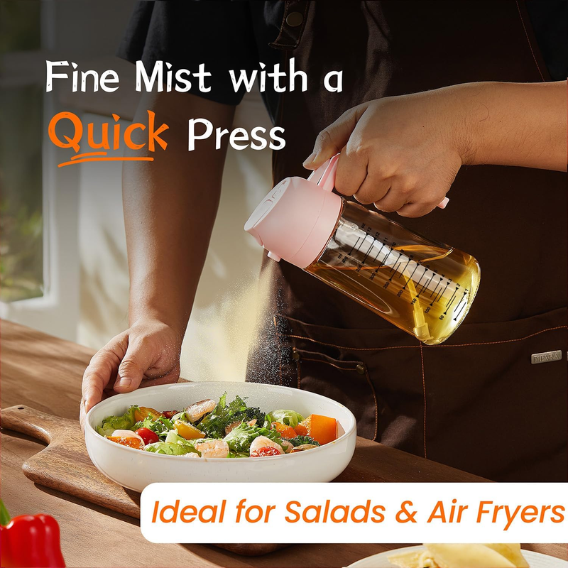 16oz Glass Olive Oil Sprayer 2 in 1 Dispenser Bottle Air Fryer BBQ Peach1