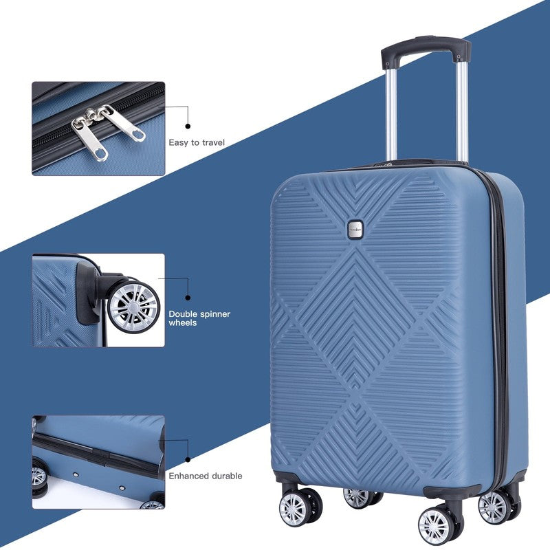 4 Piece Blue Hardside Luggage Set with Spinner Wheels   Lightweight & Durable3