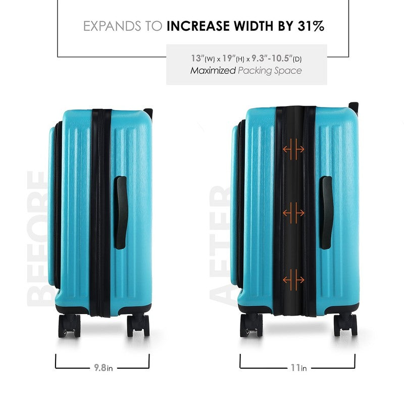 22" Hardside Carry on Luggage 22X14X9 Airline Approved and Expandable Luggage, F2