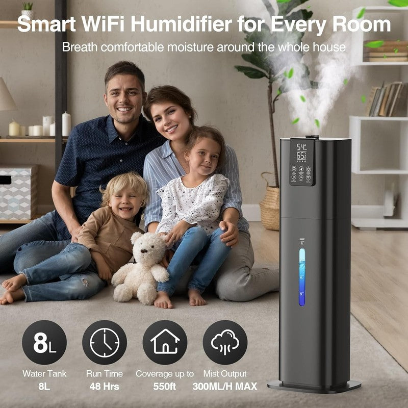 8L Smart Cool Mist Humidifier Large Room Top Fill App Remote Quiet 3 Speed1