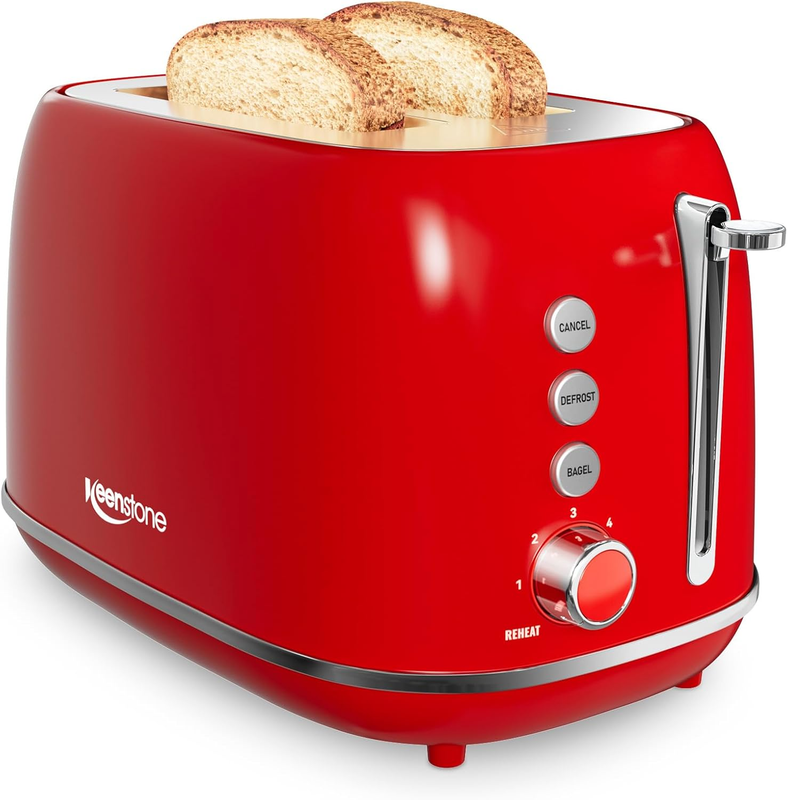 Retro 2 Slice Toaster Red - Wide Slot, Bagel, Defrost, 6 Shade, Crumb Tray7