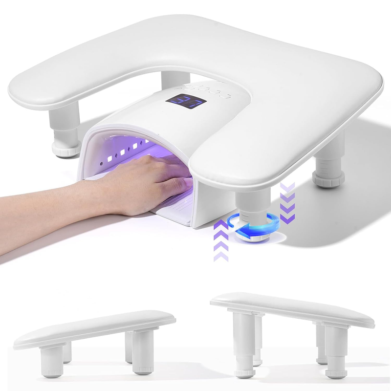 Adjustable U Shaped Nail Arm Rest for Manicure   Microfiber PU Leather (White)0