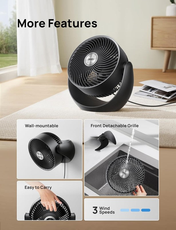 Fan for Bedroom, Table Air Circulator for Whole Room, 11 Inch, 40Ft Strong Airfl7