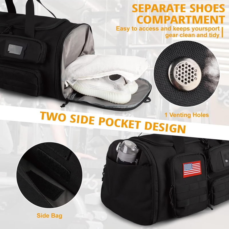 58L 3 in 1 Expandable Gym Duffle Bag Travel Backpack Shoe Comp Water Resist5