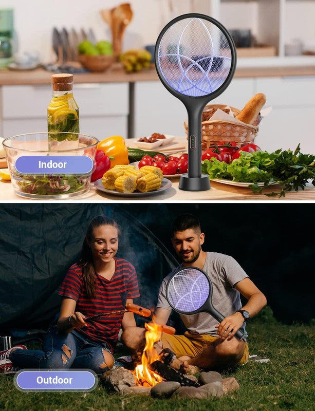 Electric Fly Swatter Bug Zapper Racket 4000V LED Screen Dual Modes Fly Zapper Re6