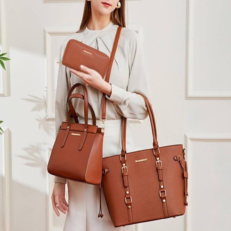 3PCS Purses for Women Tote Bag and Wallet Set Shoulder Satchel Handbags6