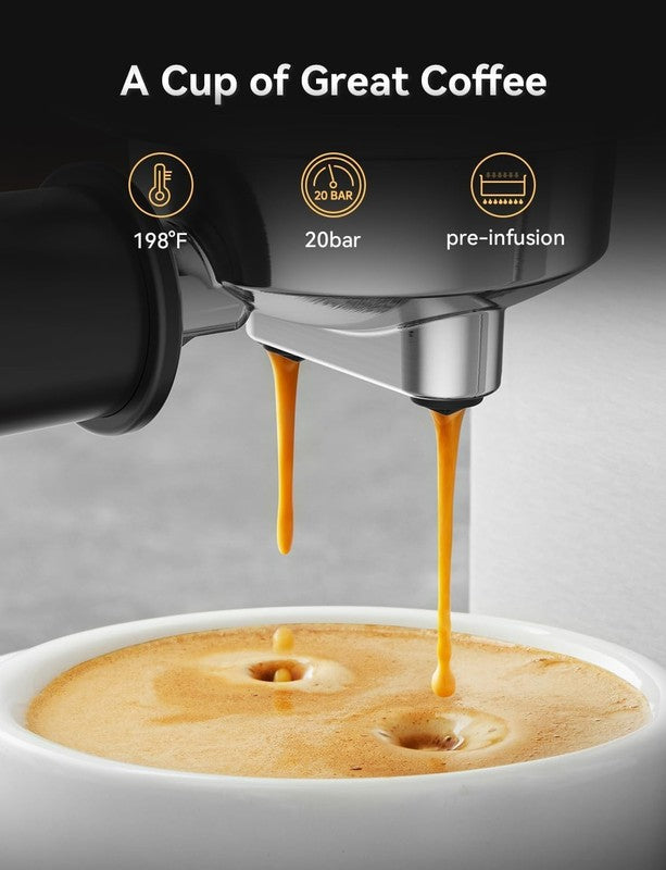 20 Bar Espresso Machine Stainless Steel LED Display Home Latte & Cappuccino3