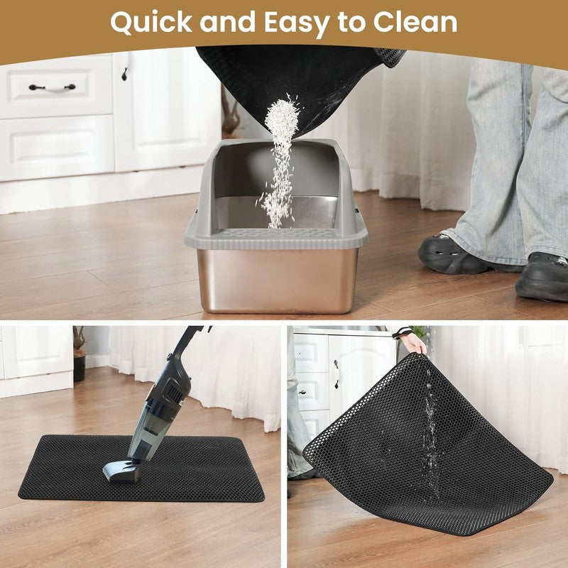 Cat Litter Mat 24X18 Inches, Honeycomb Double Layer Traps Litter & Waterproof Le5