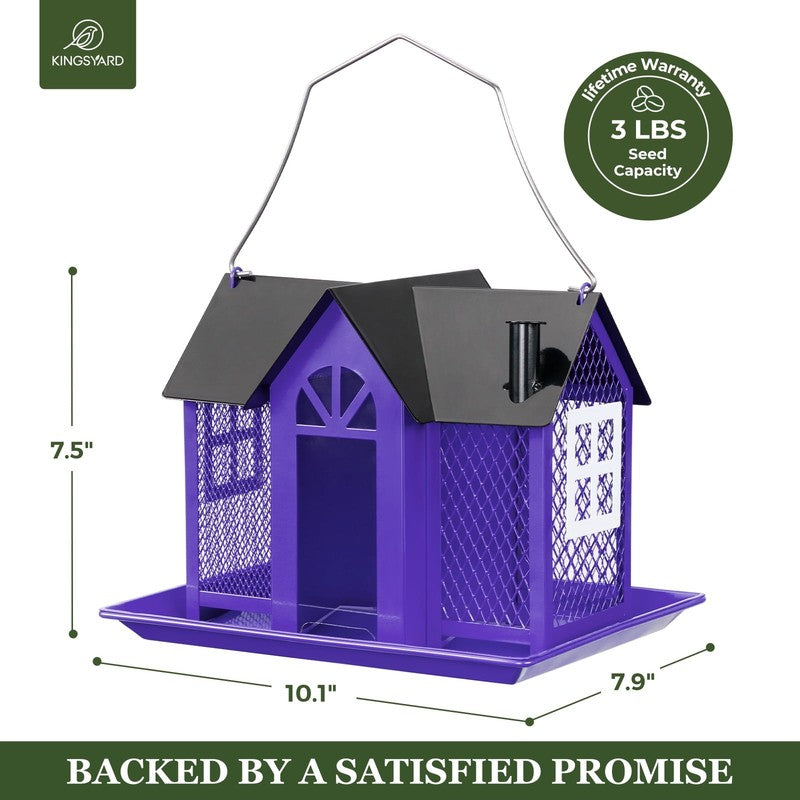 Purple Metal Weatherproof Bird Feeder House, Triple Feeders for Finch & Cardinal5