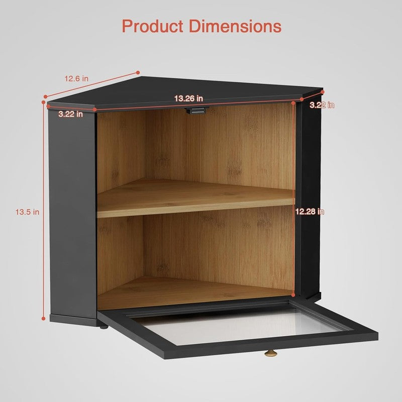 Black Corner Bread Box 2-Layer Under-Cabinet Bread Storage Container5