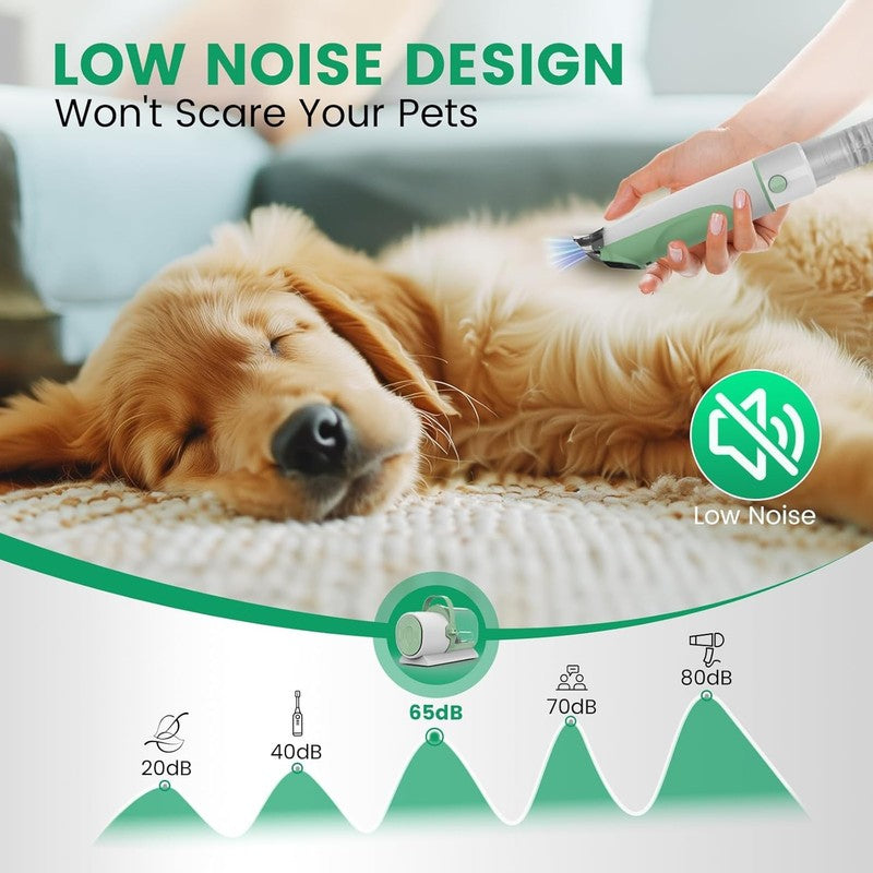 Dog Grooming Vacuum Kit 11000Pa Pet Hair Clipper Nail Grinder 7 Tools 2.5L4