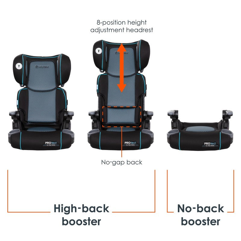 2-in-1 Folding Booster Car Seat 40-100lbs Aqua Tech Blue 38"-57"3