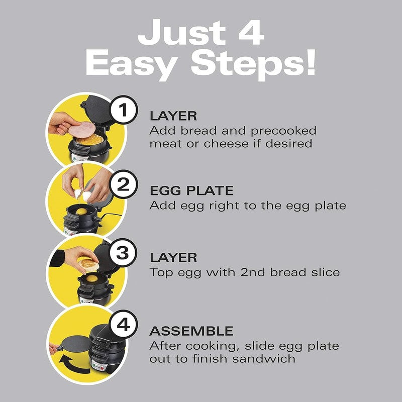 Breakfast Sandwich Maker with Egg Ring – Customize Ingredients for Muffins & Cro4