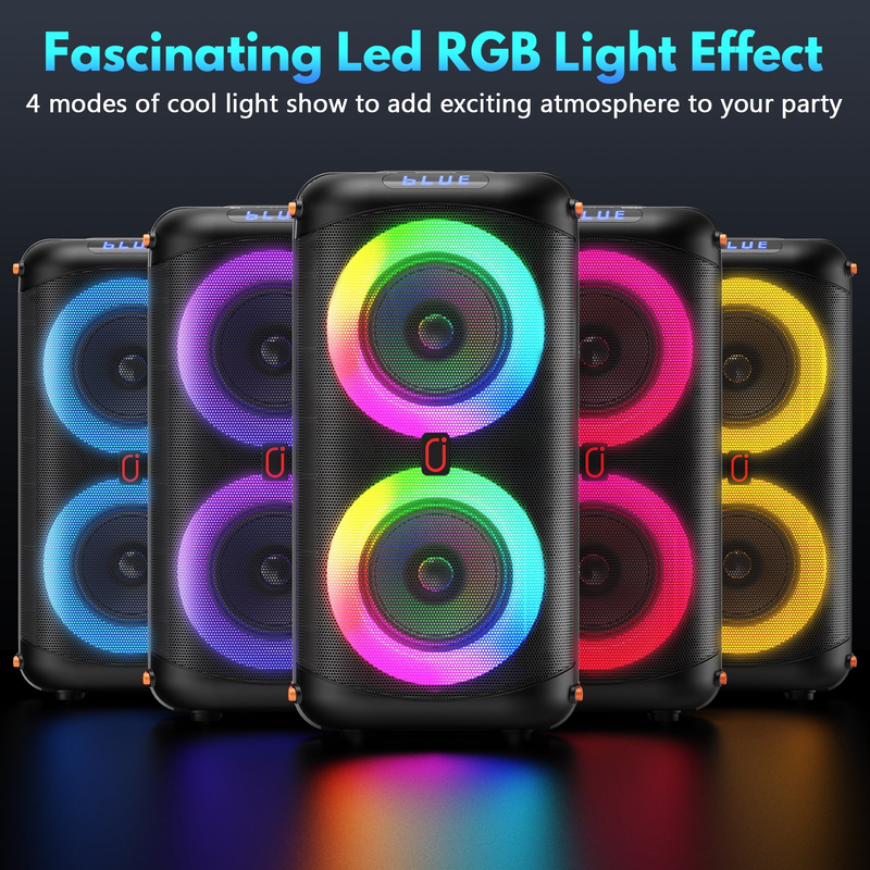 Bluetooth Party Speaker Dual 6.5in Subwoofer LED Lights Deep Bass Portable4