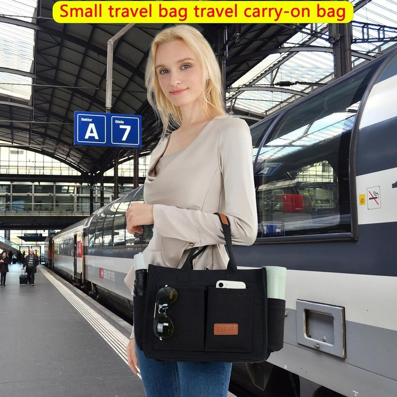 Women’s Canvas Tote Bag w/ Compartments Large Shoulder Crossbody Work Laptop7