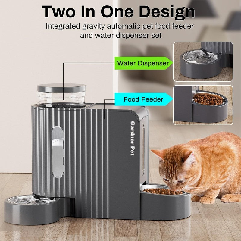 Automatic Cat Feeder and Water Dispenser Set, Large Capacity Stainless Steel1