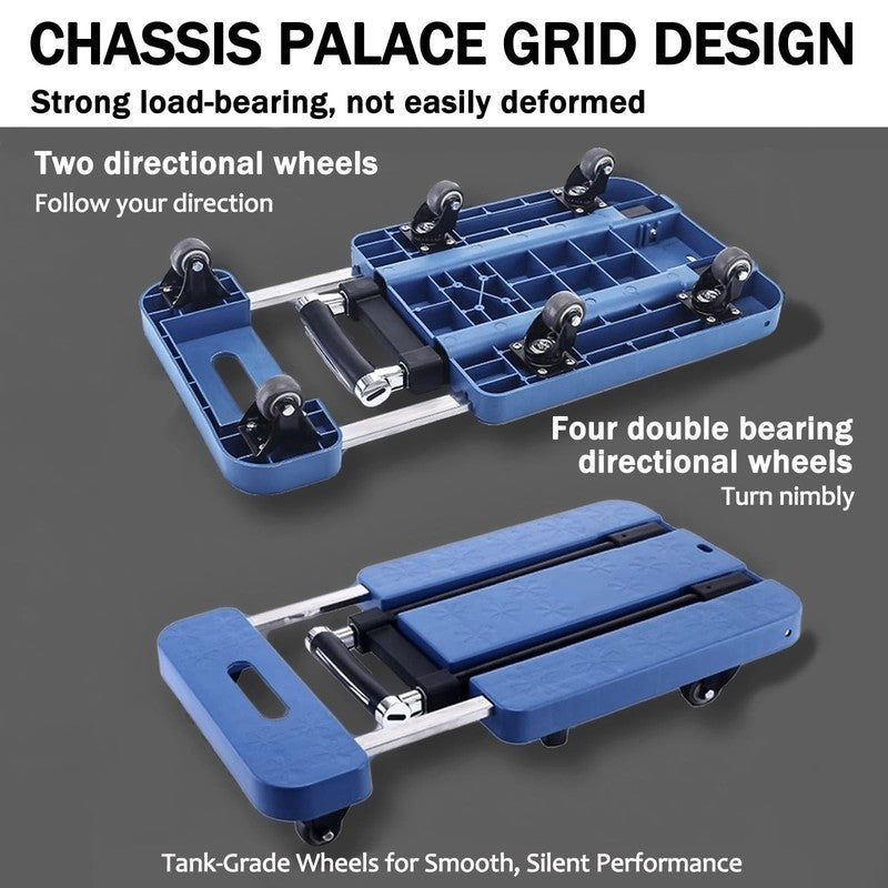 BAOKALER Folding Hand Truck Heavy Duty Dolly Cart 6 Wheels Foldable Blue9