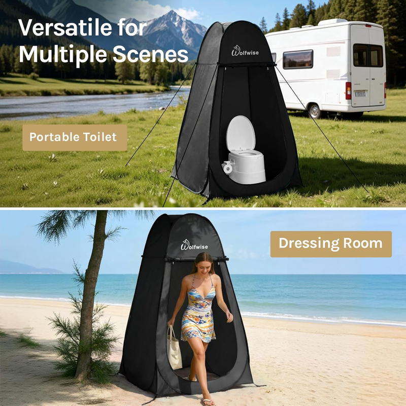 Pop Up Shower Tent Camping Portable Privacy Changing Ventilated Carry Bag Black7