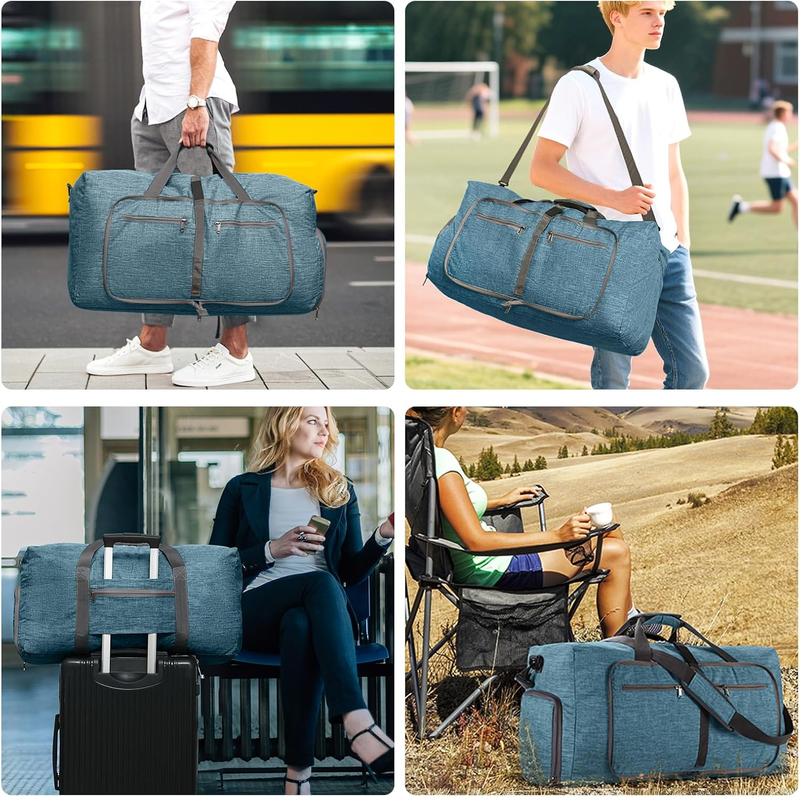 65L 85L 115L Foldable Travel Duffle Bag Water Resistant Weekender Shoe Pocket8