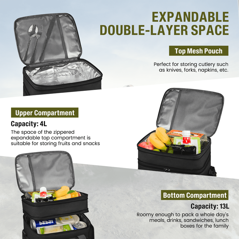 Expandable 24L Insulated Lunch Bag, Leakproof Cooler Tote for Work & Picnic1