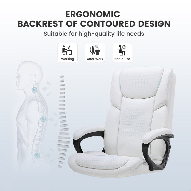 Executive Ergonomic High Back Leather Home Office Desk Chair, White10