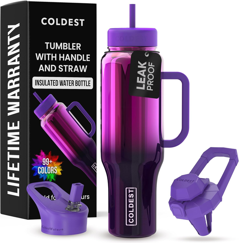 Coldest 46oz Insulated Tumbler with Handle Straw Leak Proof Stainless Steel Cup9