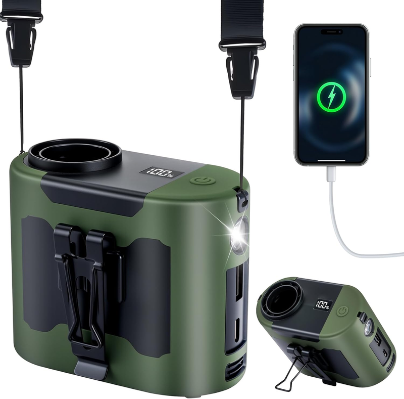 2025 Rechargeable Portable Waist Fan 40H, 5 Speeds, Wearable for Outdoor Use10