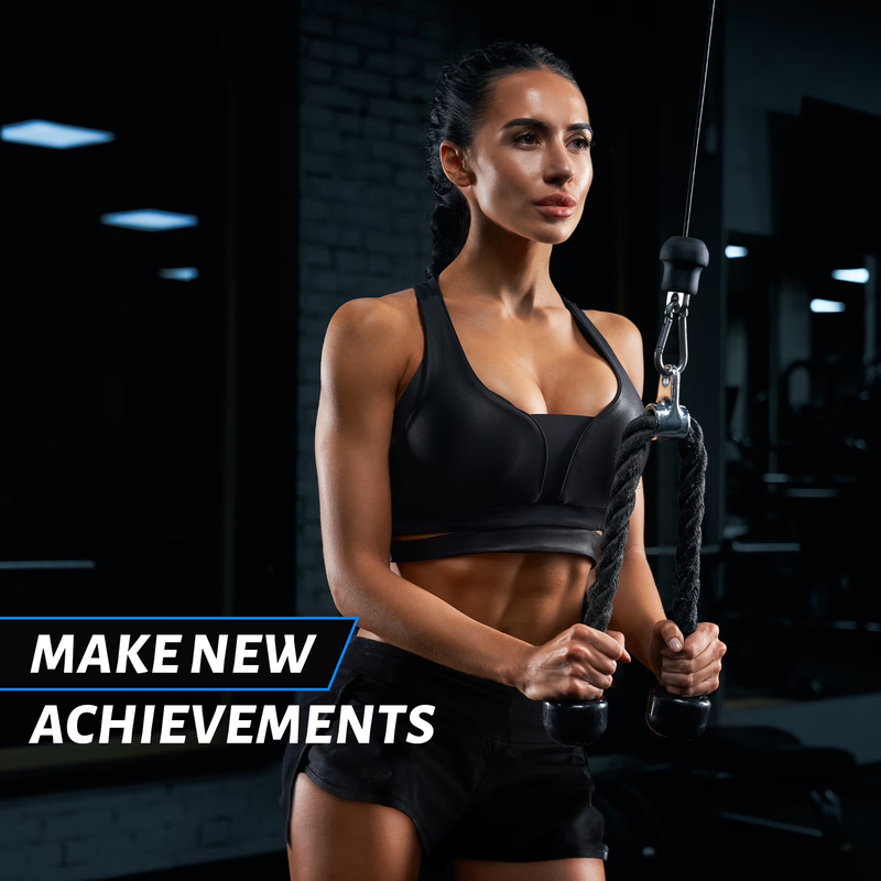 Tricep Cable Attachment Set Lat Pulldown V Handle Rope Gym Accessories4