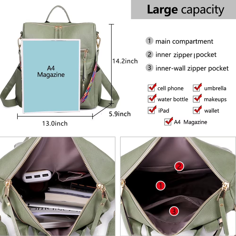 Women Backpack Purse Convertible Shoulder Satchel School Bag4