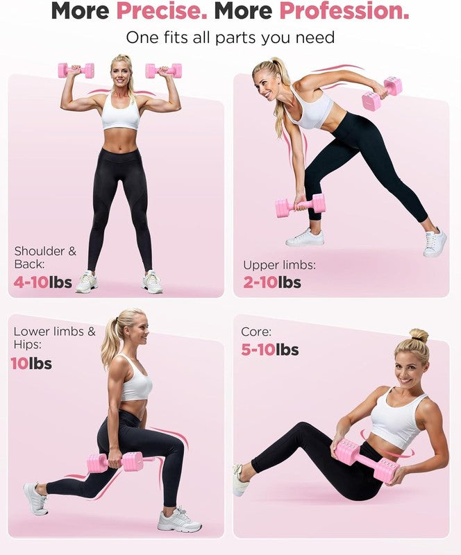 5-in-1 Adjustable Dumbbells 12/20lb Dual-Stable Set for Women Home Gym4