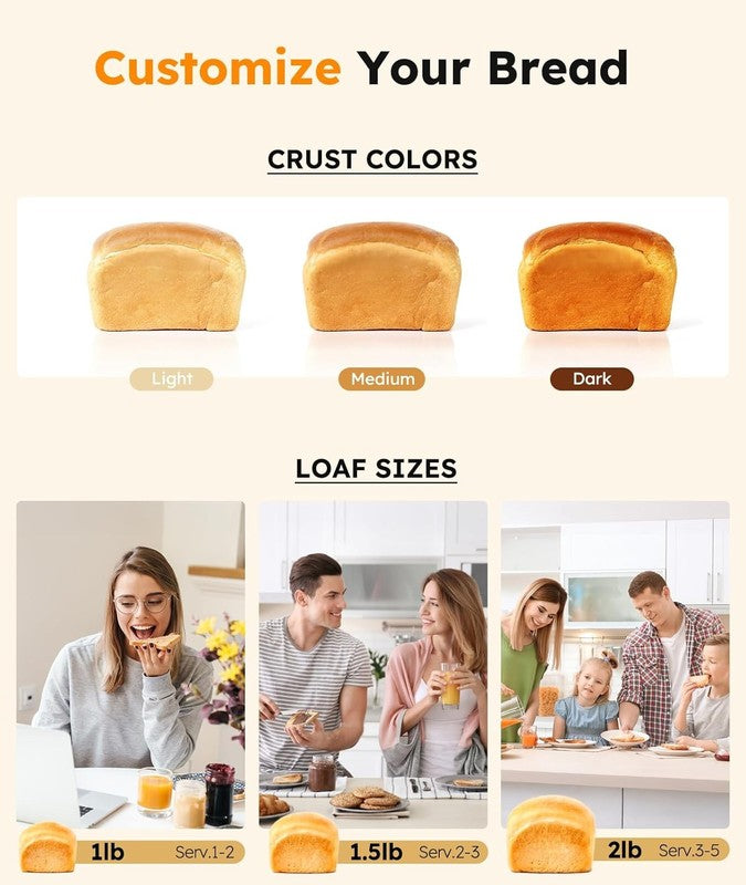 2LB 17-in-1 Bread Maker Machine Stainless Steel Automatic Non-Stick3