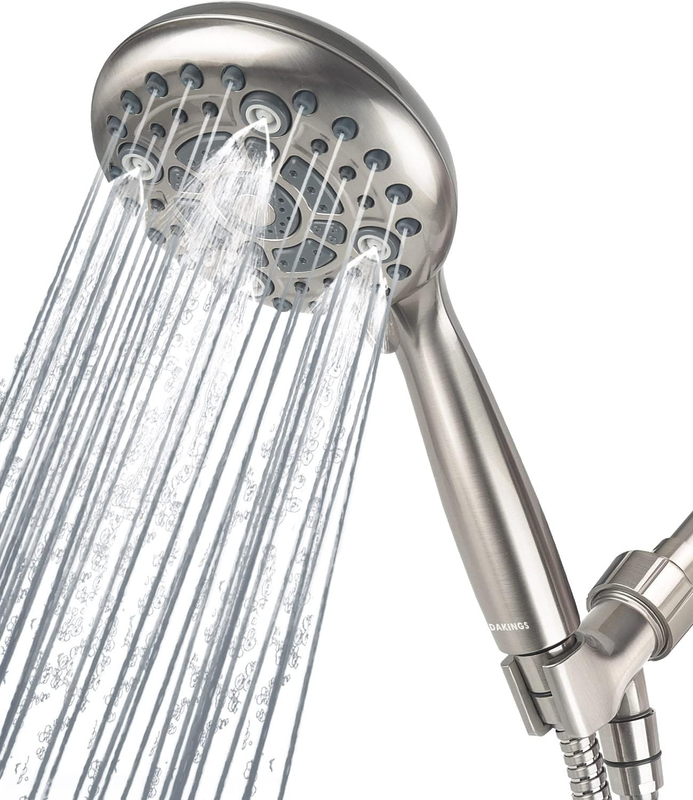 DAK 6-Mode High Pressure 5" Handheld Shower Head Brushed Nickel w/ 60" Hose0