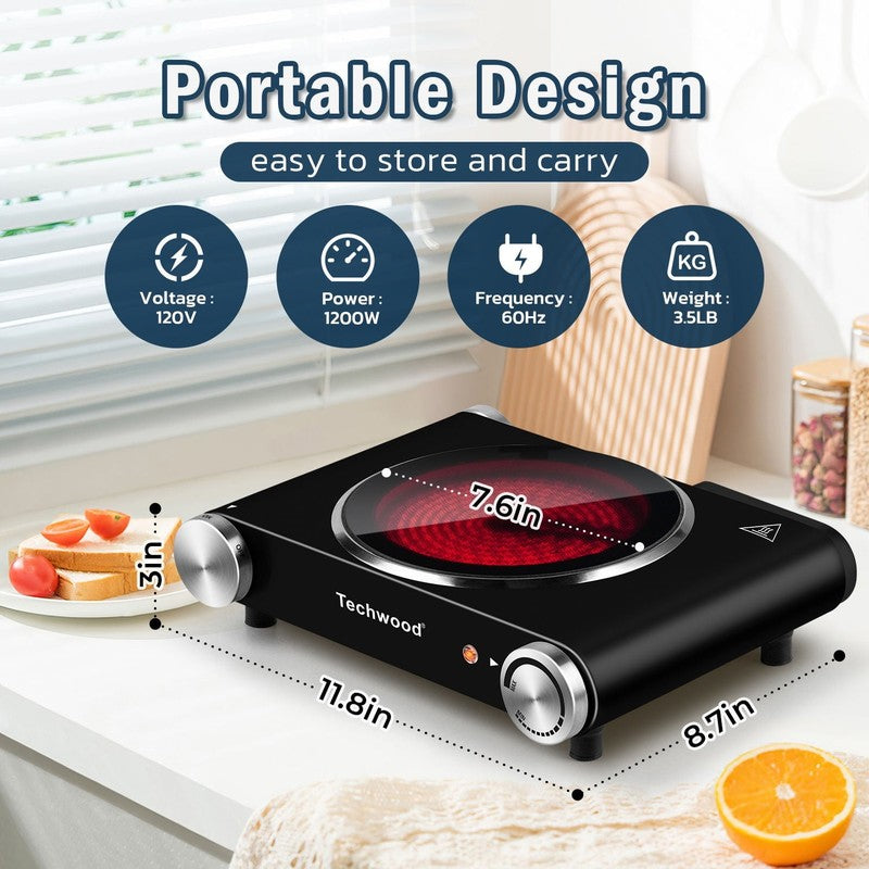 Infrared 7.1” 1 Coil Black Countertop Burner1