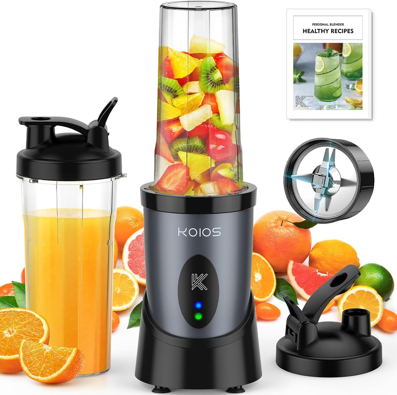 900W Personal Smoothie Blender w/ 2x22Oz Cups Single Serve Mixer Grey Blue0