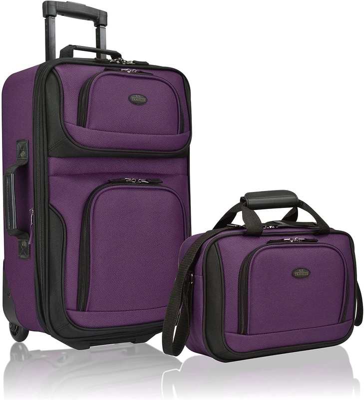 Rio Fabric Expandable Carry On Luggage, Rolling Suitcase, Purple, 2 Wheel Set0