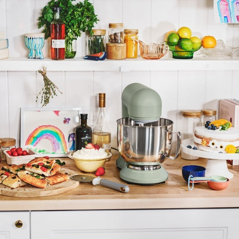 Beautiful 5.3 QT Stand Mixer w/ Flat Beater, Dough Hook by Drew Barrymore Sage1