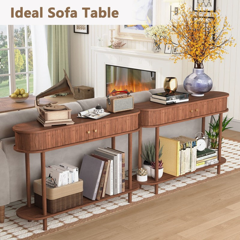 47.2in Farmhouse Console Table Entryway w/ 2 Tambour Doors Brown4