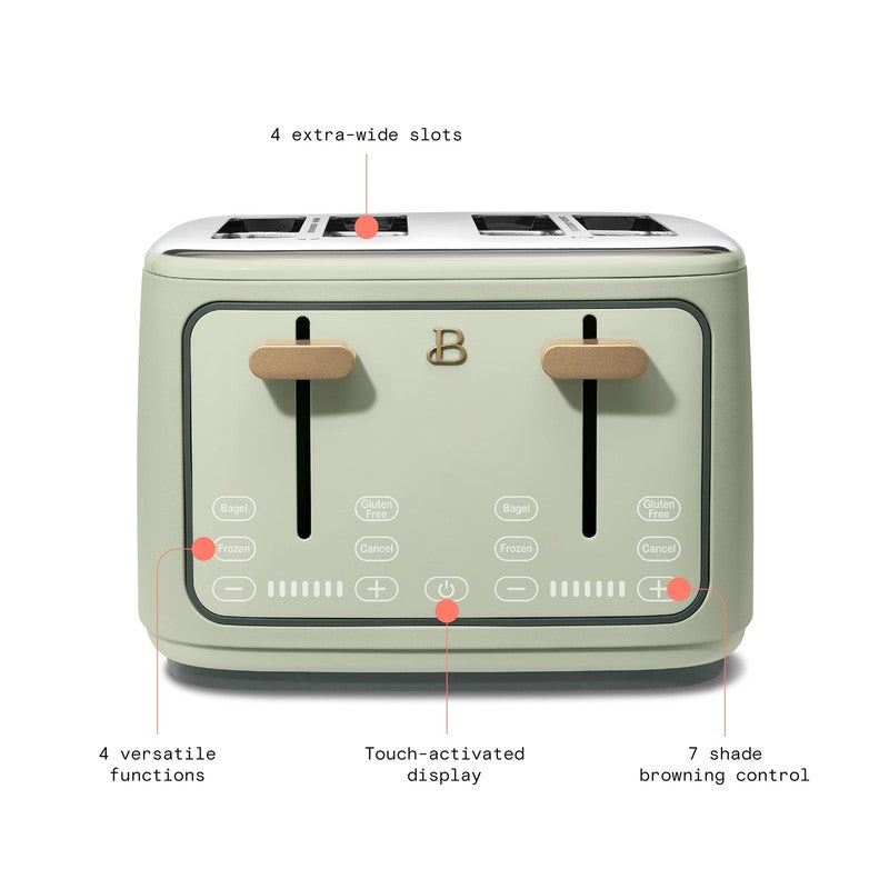 4-Slice Toaster with Touch-Activated Display, Sage Green by Drew Barrymore2