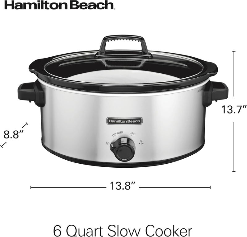 6-Quart Slow Cooker with 3 Cooking Settings, Dishwasher-Safe Stoneware Crock & G7
