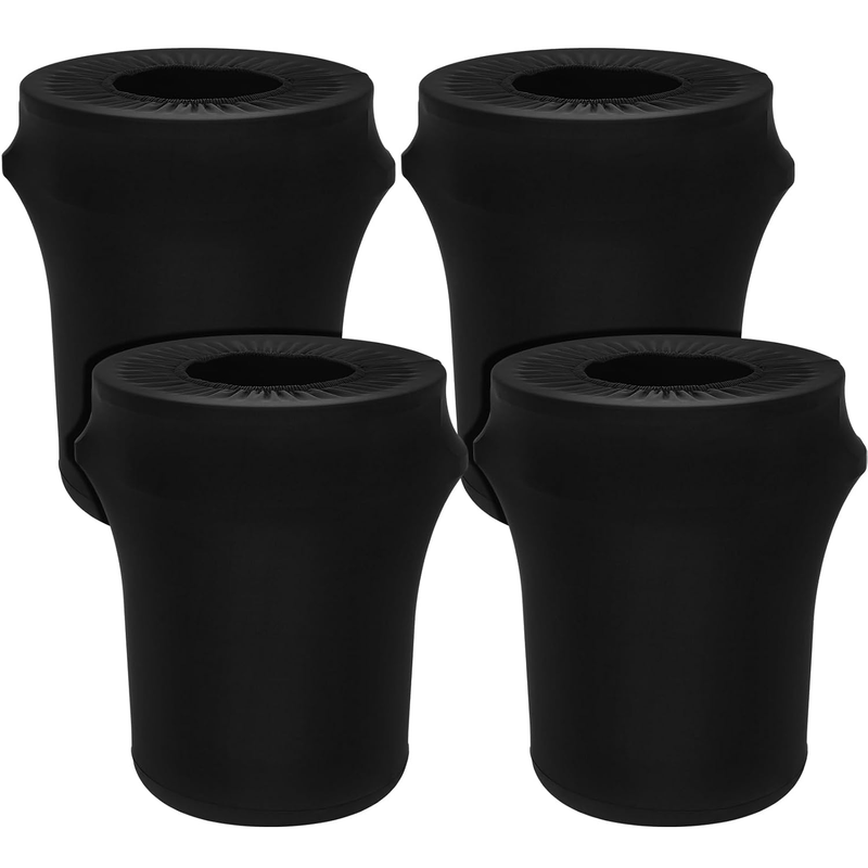 4 Pcs 32 Gal Trash Can Spandex Covers Black Stretch Fit for Round Bins9