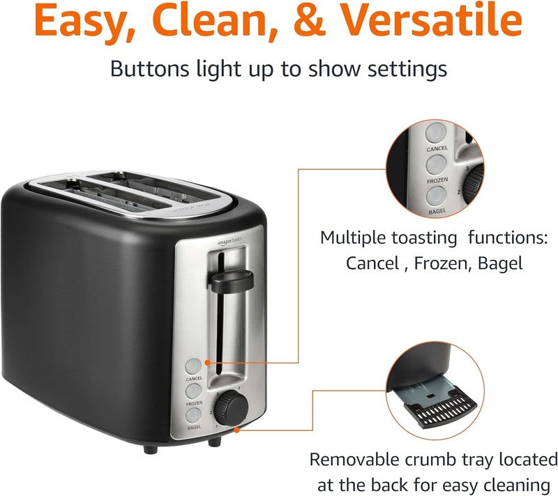 2 Slice Toaster, with 6 Browning Settings, Extra Wide Slots for Bagels and Speci3